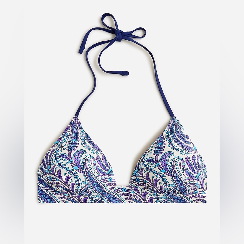 NEW / j.crew Plunge bikini top in purple paisley / B001
